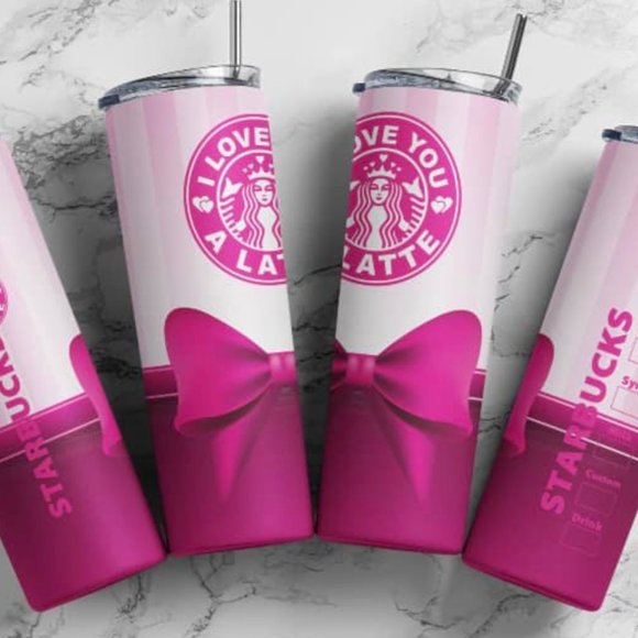 Love You A Latte Tumbler 20 oz with Reusable Straw made by Small Fish Crafts LLC - Picture 1 of 3